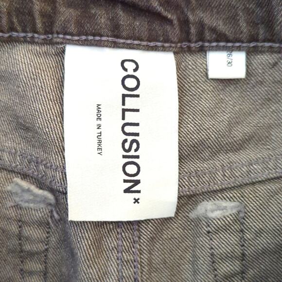 Collusion ASOS 90s Baggy Dad Crossover Waistband Washed Black Straight Jeans - Picture 3 of 3
